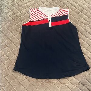 Lady Hagen Navy Tank Top with Red and White Trim